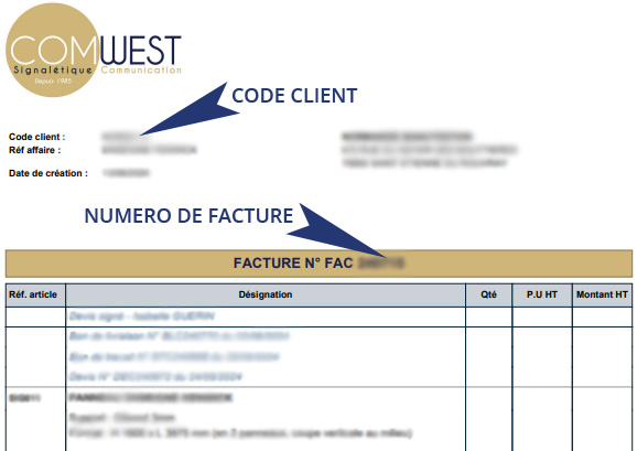 Exemple de facture COMWEST